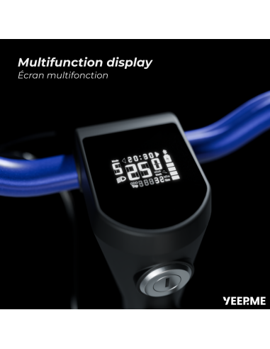 Ecran Digital multifonctions : heure, indicateur clignotants, vitesse, distance, niveau de batterie, mode