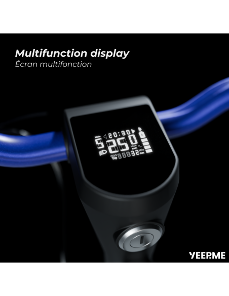 Ecran Digital multifonctions : heure, indicateur clignotants, vitesse, distance, niveau de batterie, mode Ecran Digital multifonctions : heure, indicateur clignotants, vitesse, distance, niveau de batterie, mode