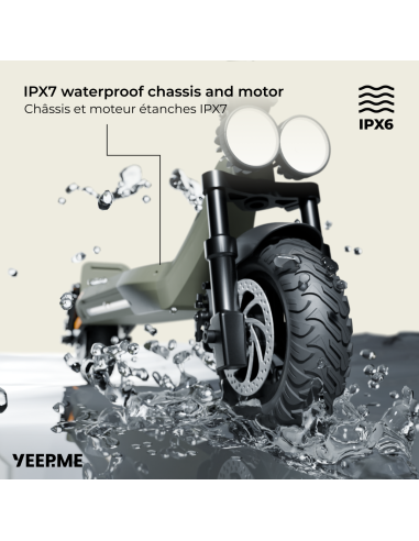 Etanchéité IPX7 moteur et batterie. IPX6 produit global